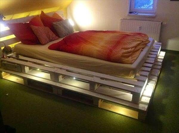 Pallet Bed with Lights