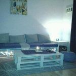 Pallet Sofa with Lights and Coffee Table