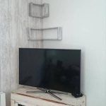 recycled pallet TV stand with shelves