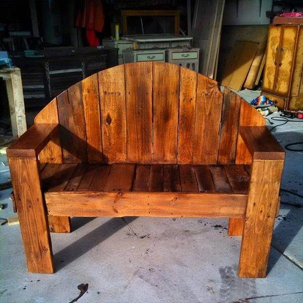 recycled pallet rustic bench