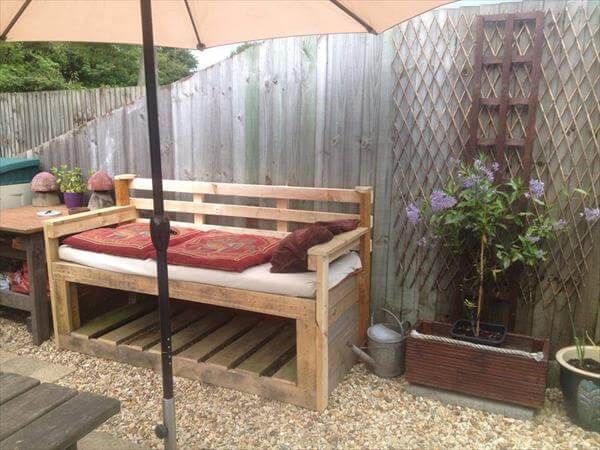 rustic pallet outdoor sofa with storage