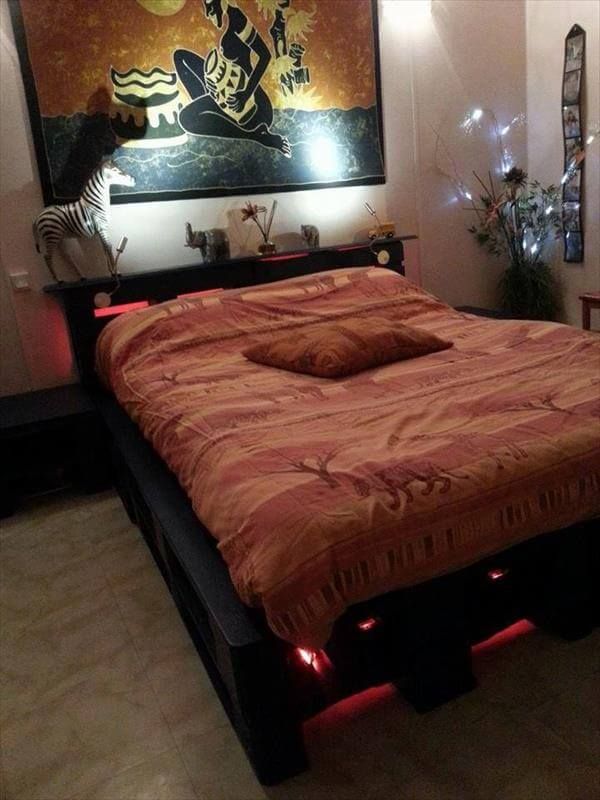 upcycled pallet bed with lights