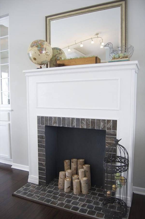 reclaimed wood and mantle faux fire place