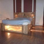 handcrafted pallet bench with lights
