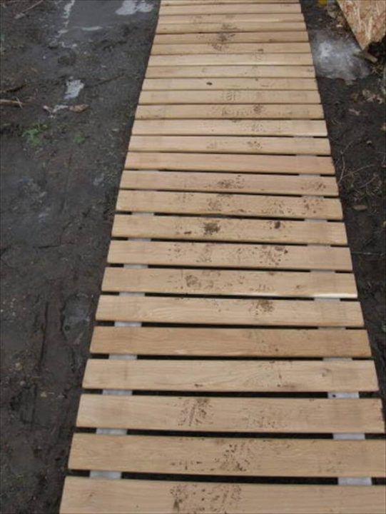 DIY Pallet and Fire Hose Walkway
