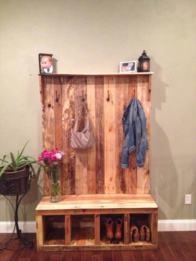 10 Reclaimed Wood Pallet Coat Rack, 99 Pallets