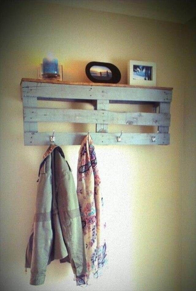 DIY Wood Pallet Coat Rack with Shelf