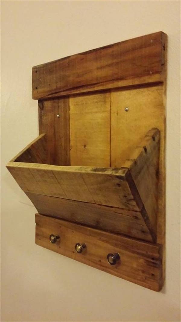 recycled pallet mail organizer