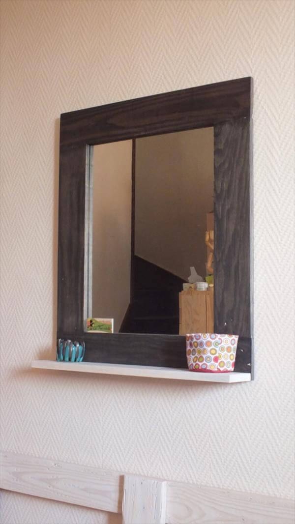 recycled pallet mirror and shelf