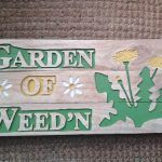 reclaimed pallet garden weed sign