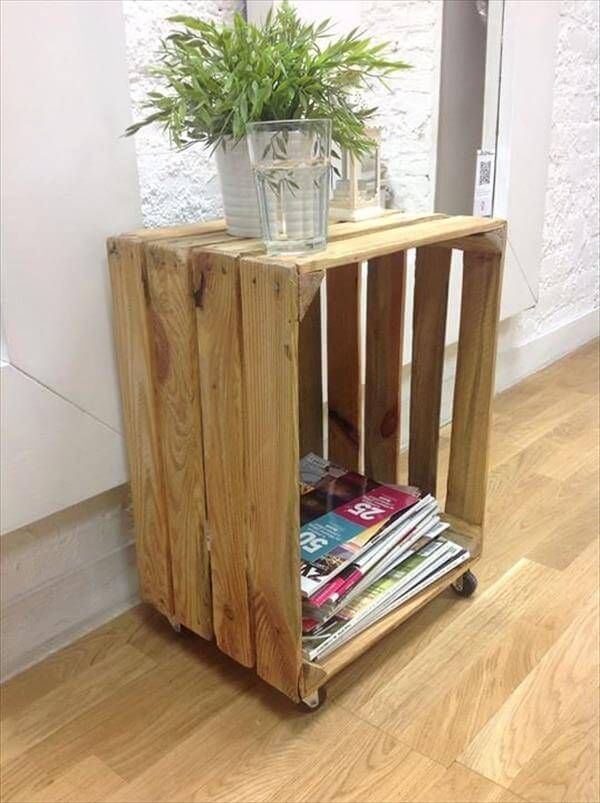 reclaimed pallet crate accent table