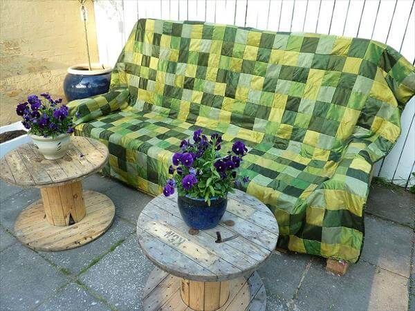 repurposed pallet cushioned outdoor sofa