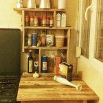 reclaimed pallet kitchen table with spice rack