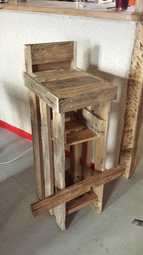 reclaimed pallet rustic stool with footrest
