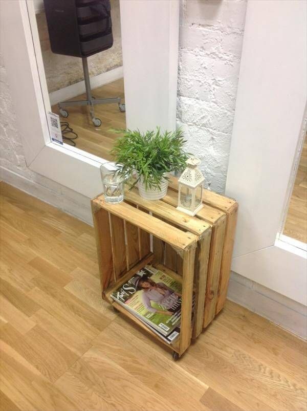 recycled pallet crate decorative table