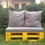 hand painted pallet cushioned sofa and bench