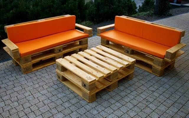 upholstered pallet patio furniture set