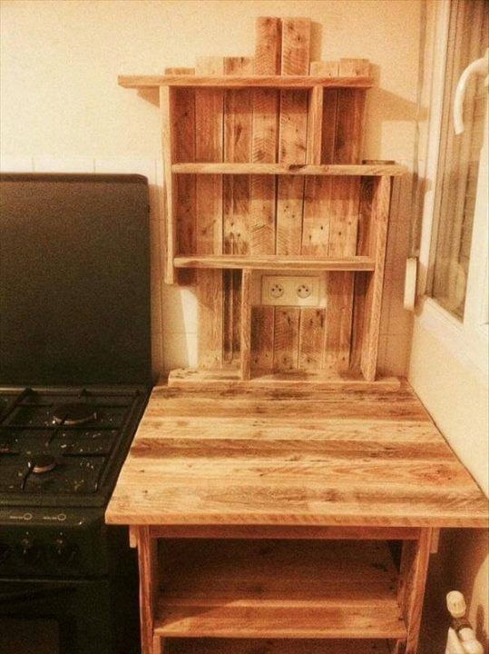 DIY Pallet Kitchen Table with Shelves