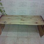recycled pallet and wire spool bench