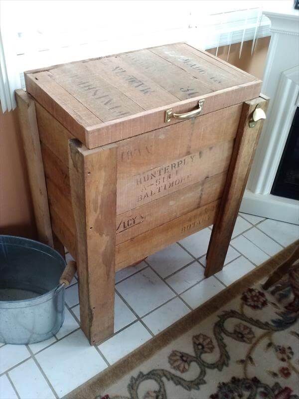upcycled pallet cooler stand