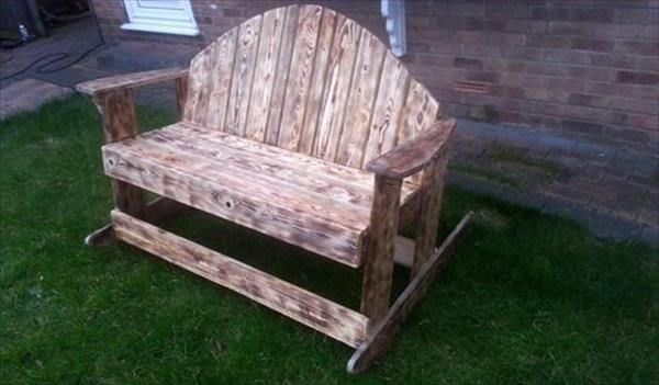 handmade two seated pallet rocking bench