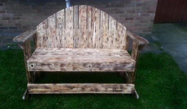 repurposed pallet rocking bench