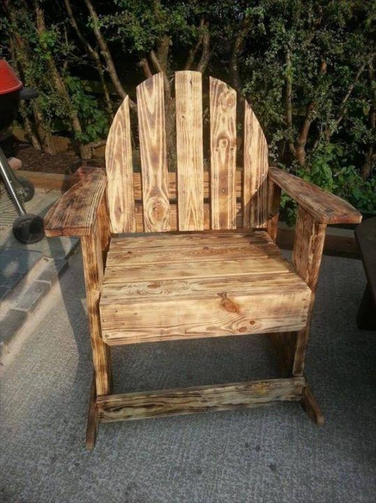 DIY Scorched Pallet Wood Rocking Chair