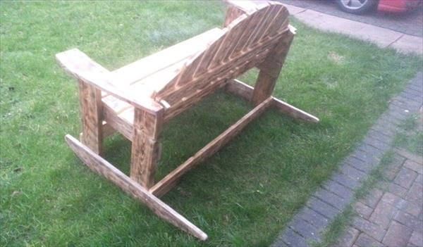 reclaimed pallet scorched rocking bench