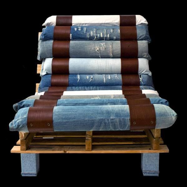 reclaimed pallet and denim chair
