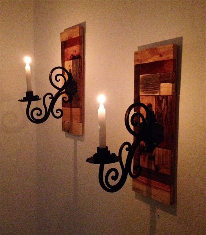 recycled pallet antique wall candle fixture