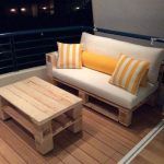 recycled pallet cushioned sofa and coffee table