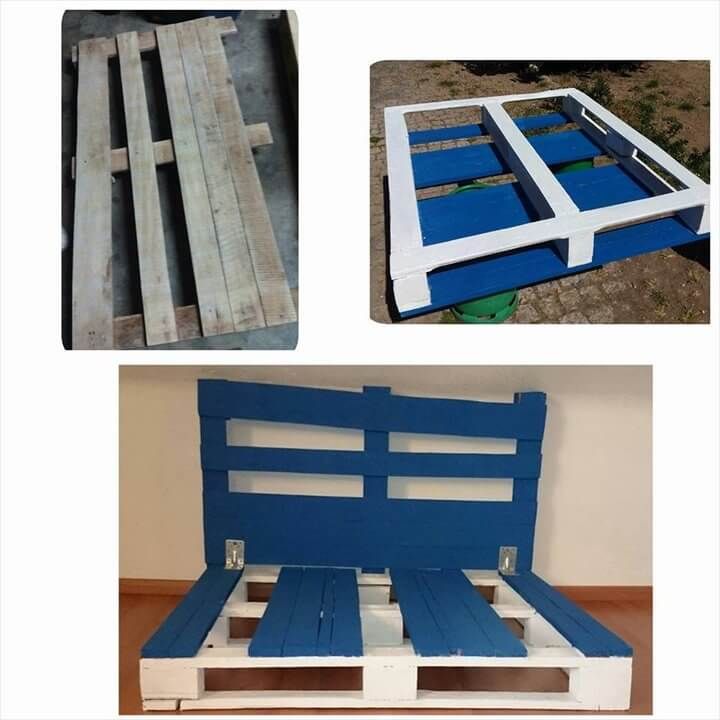 modern pallet blue and white platform bed