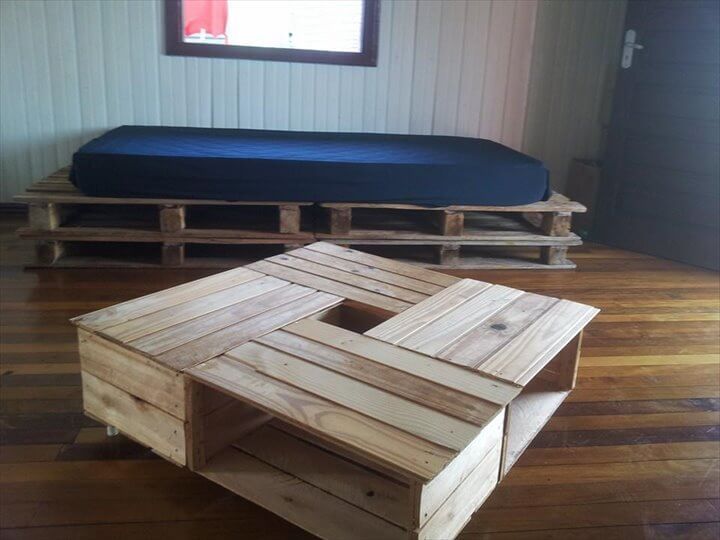salvaged pallet crate coffee table