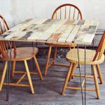 reconstructed pallet dining table with metal legs