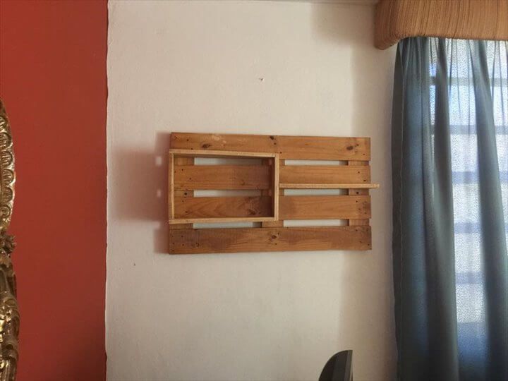 repurposed pallet wall hanging shelving unit