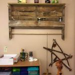 repurposed pallet shelf and towel rack