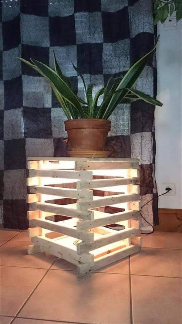 reclaimed pallet lighted nightstand and accent table