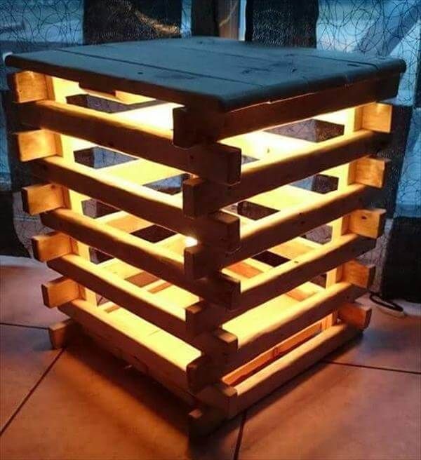 diy pallet lighted box and nightstand