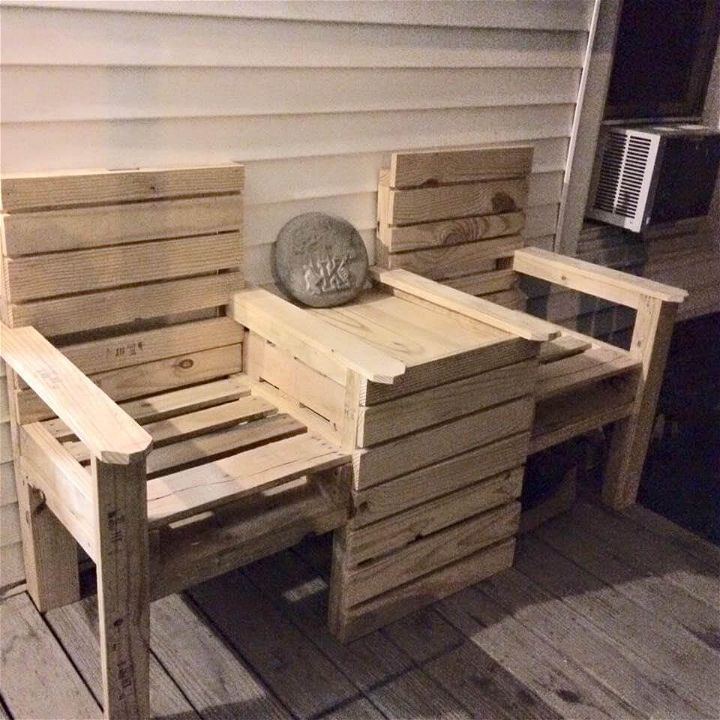 reclaimed pallet double chair bench