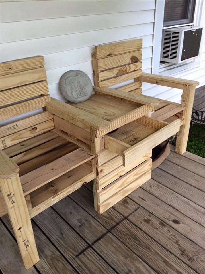 wooden pallet double chair bench