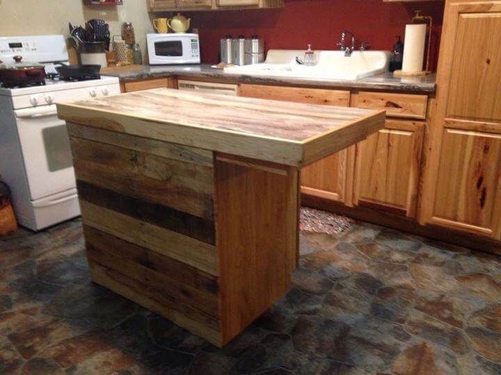 Recycled pallet kitchen island table