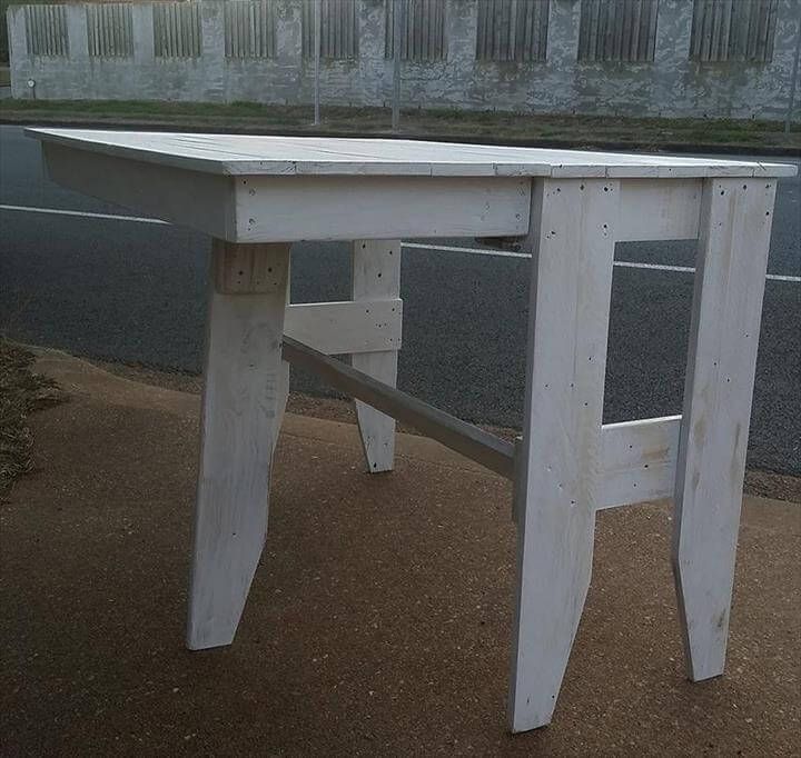 handmade pallet chic white table with edged top