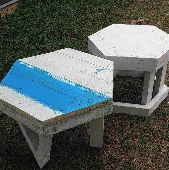 recycled pallet hexagonal stools