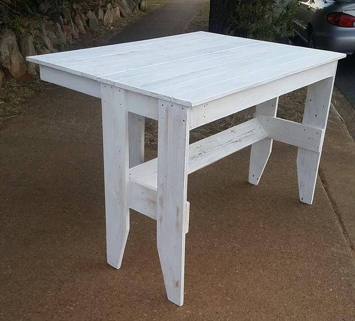 wooden pallet chic white table with edged top