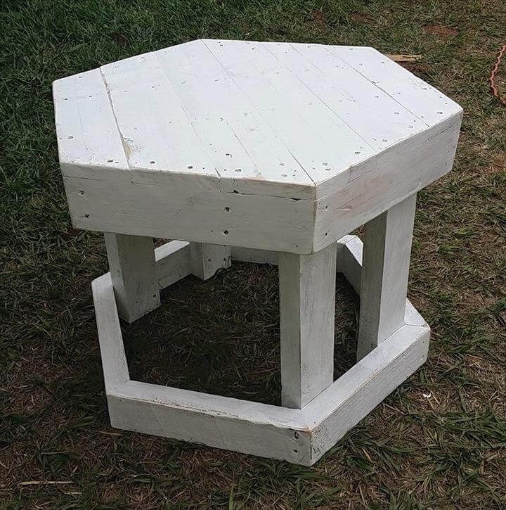 handmade wooden pallet hexagonal stool