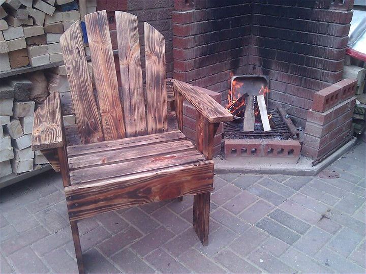 wooden pallet scorched outdoor armchair