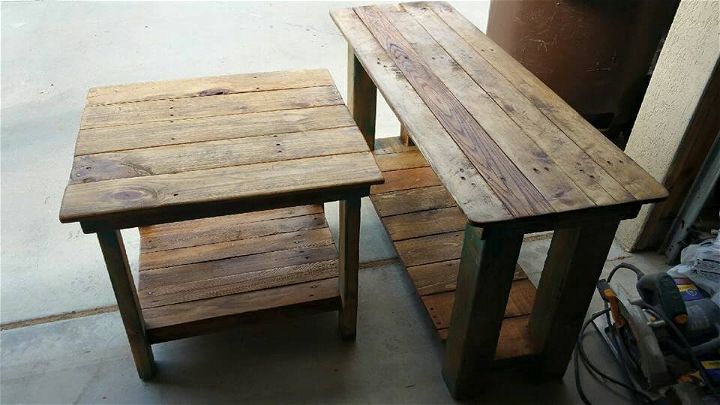 diy handmade wooden pallet side table and console table