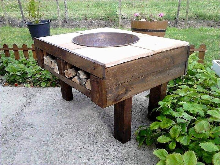 fire-pit table made of pallets
