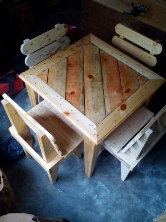 DIY Pallet Dining Table and Chairs For Kids