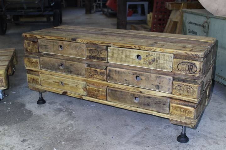 pallet coffee table with drawers